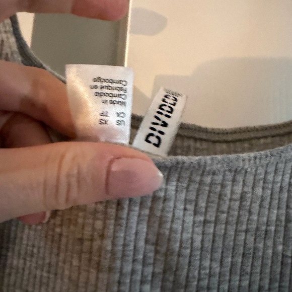 Divided Gray Ribbed Mini Dress - Picture 2 of 2